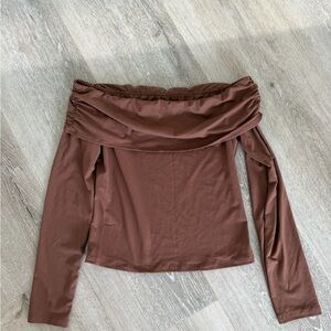 Off-Shoulder Brown Top